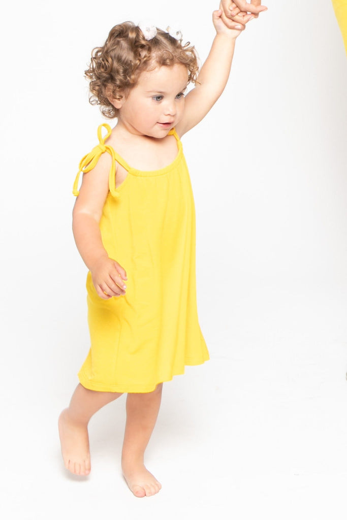 Belle Mini Flowy Dress - Yellow - BUMP BIDDY