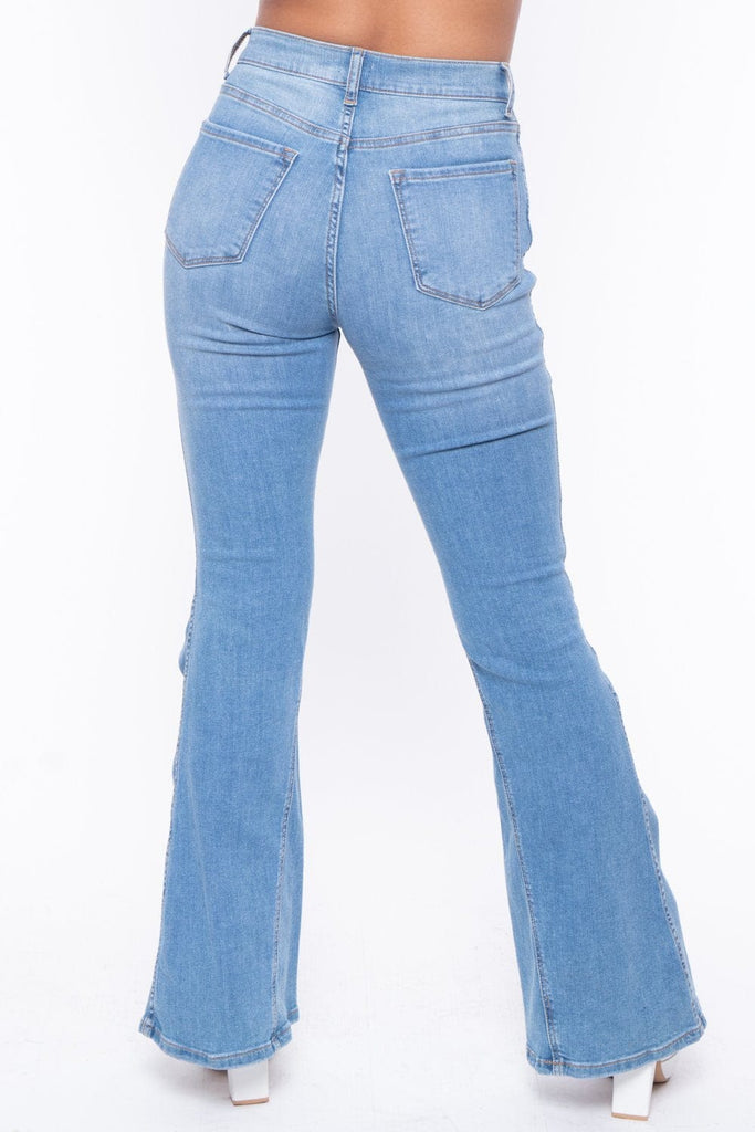 Dakota High Rise Flare Jeans - Medium Wash - BUMP BIDDY