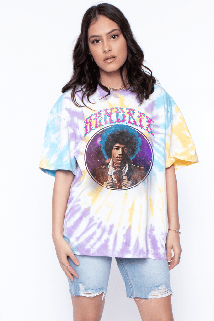 Nikxie TOPS Jimi Hendrix Oversized Graphic Tee- Tie Dye