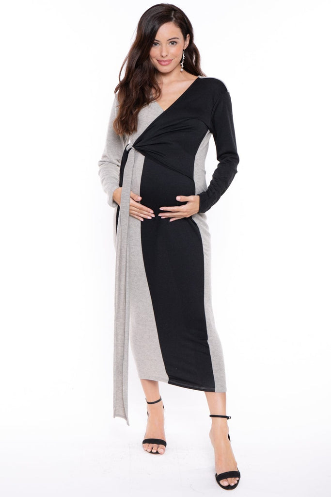 WinWin Dresses Maternity Aminah Front Wrap Dress - Black