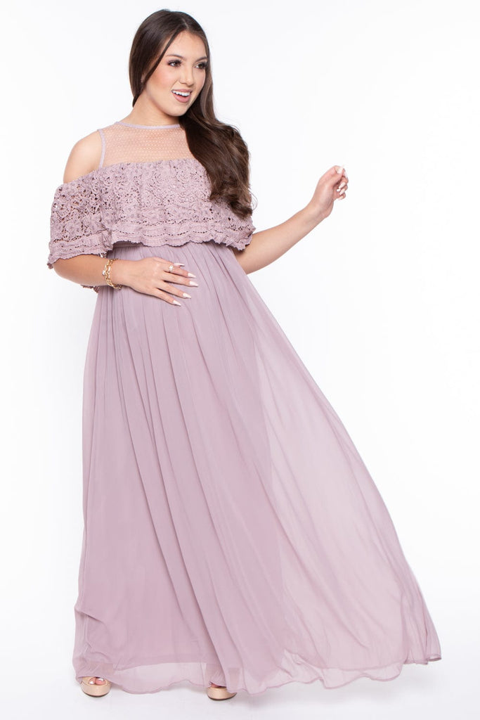 Maniju Dresses Maternity Angelina Cold Shoulder Gown - Lavender