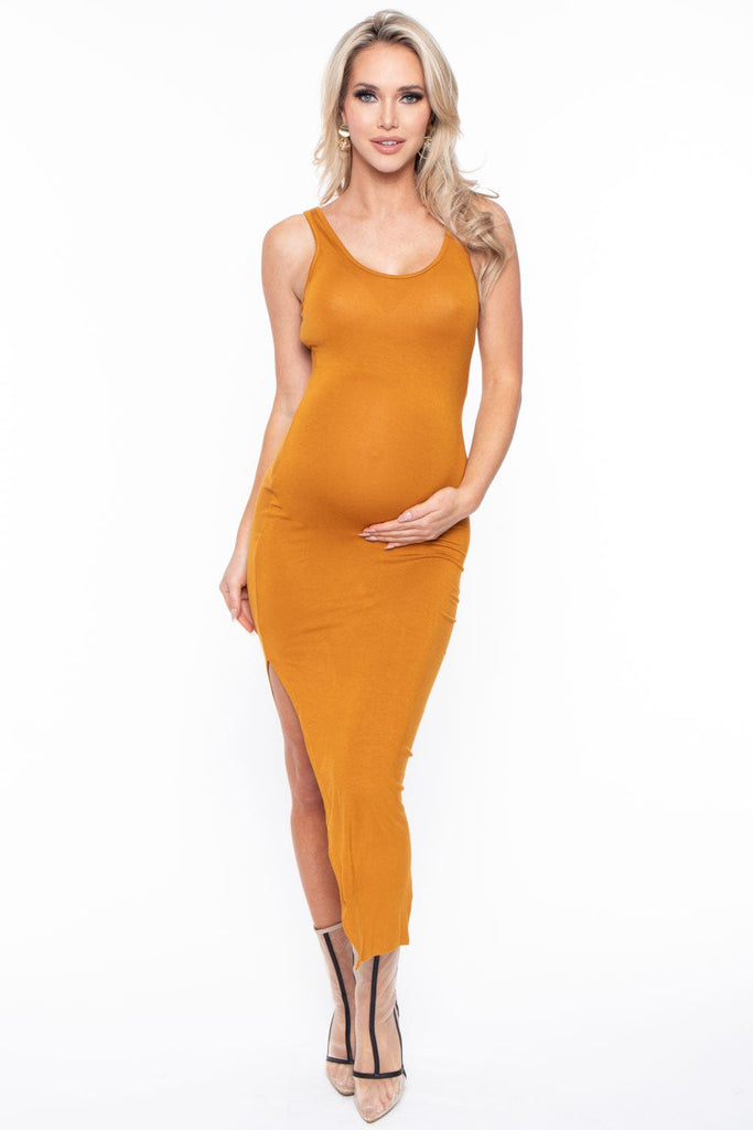 Miss California Sets Maternity Eline Knit Dress Set - Mustard
