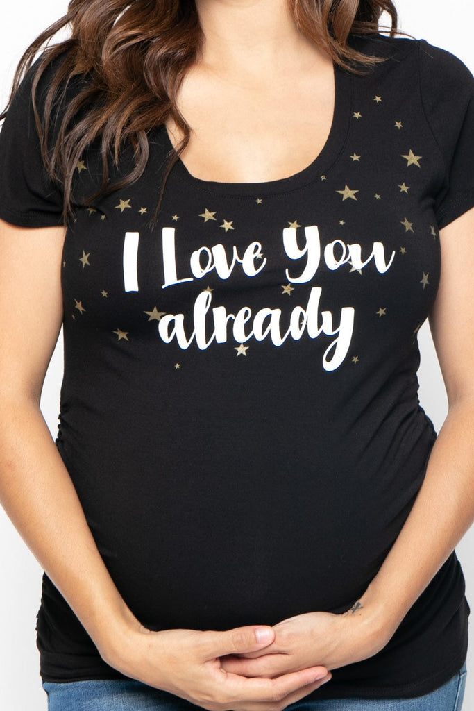 Maternity "I Love You Already" Top - Black - BUMP BIDDY