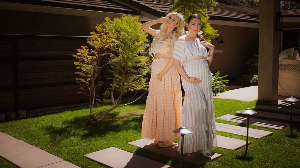 Mable Sets Maternity Maui Two Piece Maxi Skirt Set - Orange