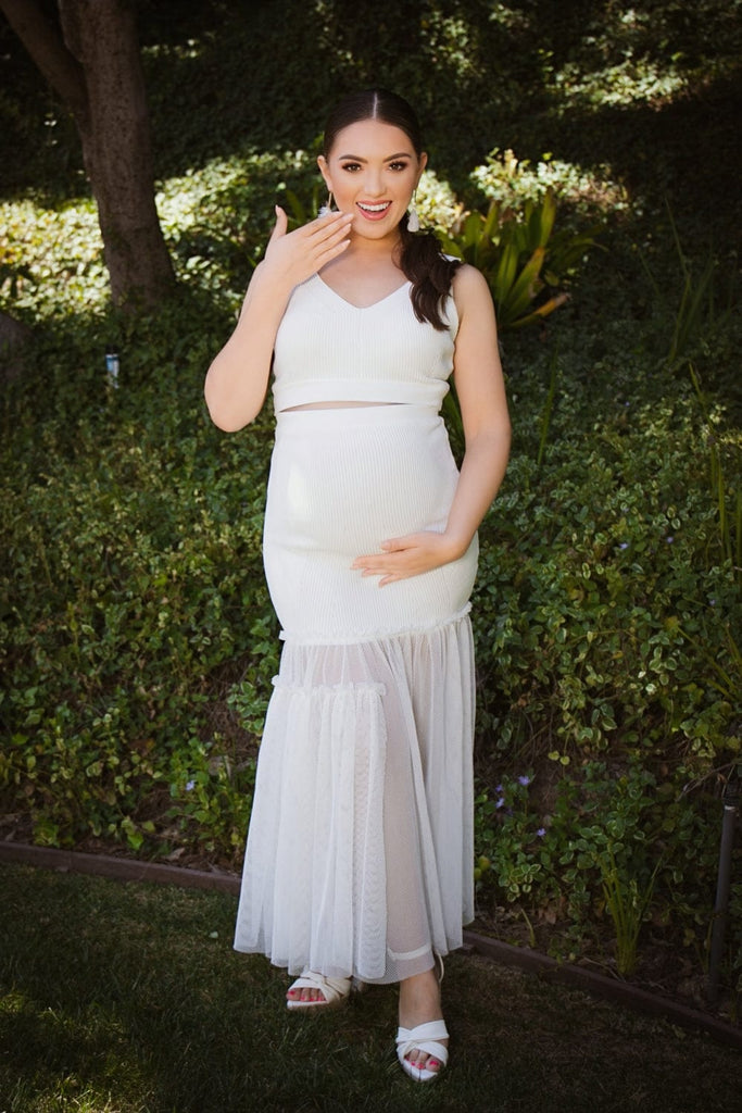 Rosevelvet Sets Maternity Odette Top & Skirt Set - Off White