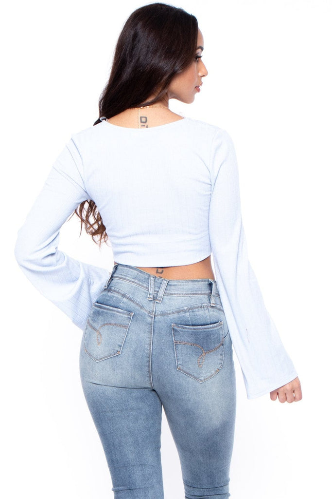Alyssa Twist Crop Top - Baby Blue - BUMP BIDDY