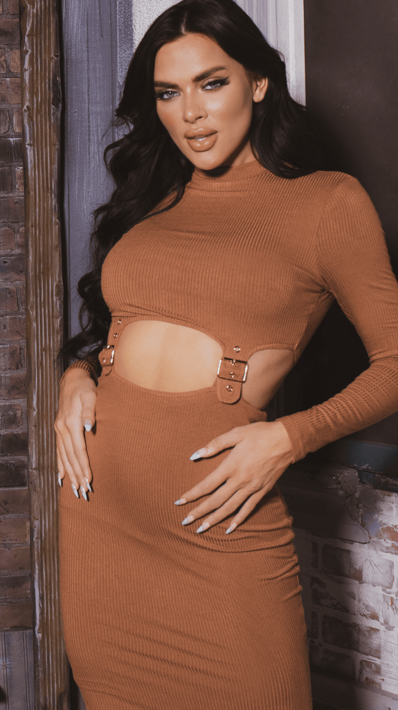 A3 Deisgn Dresses Biddy Babe - Cyra Cutout Dress- Brown