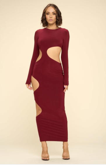 WinWin Dresses Biddy Babe - Lynette Cutout Dress - Burgundy