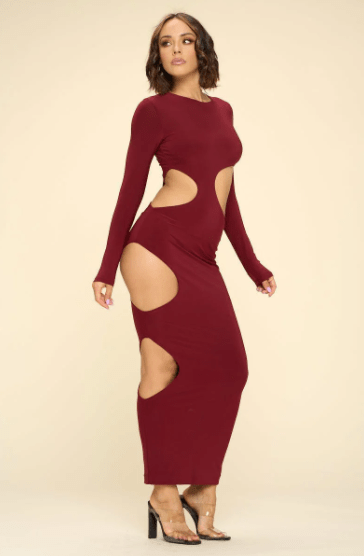 WinWin Dresses Biddy Babe - Lynette Cutout Dress - Burgundy