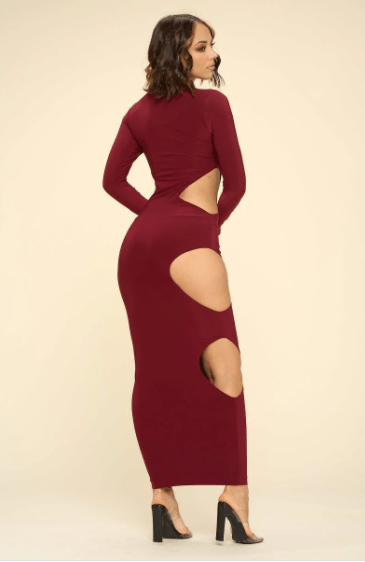 WinWin Dresses Biddy Babe - Lynette Cutout Dress - Burgundy