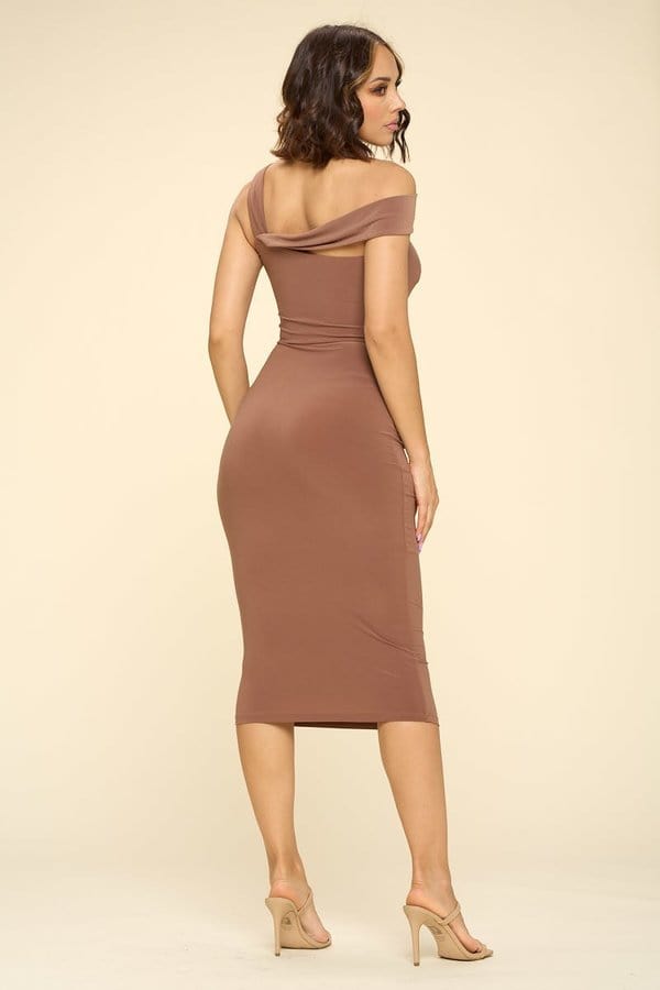 WinWin Dresses Biddy Babe - Sheena Cutout Midi Dress - Brown