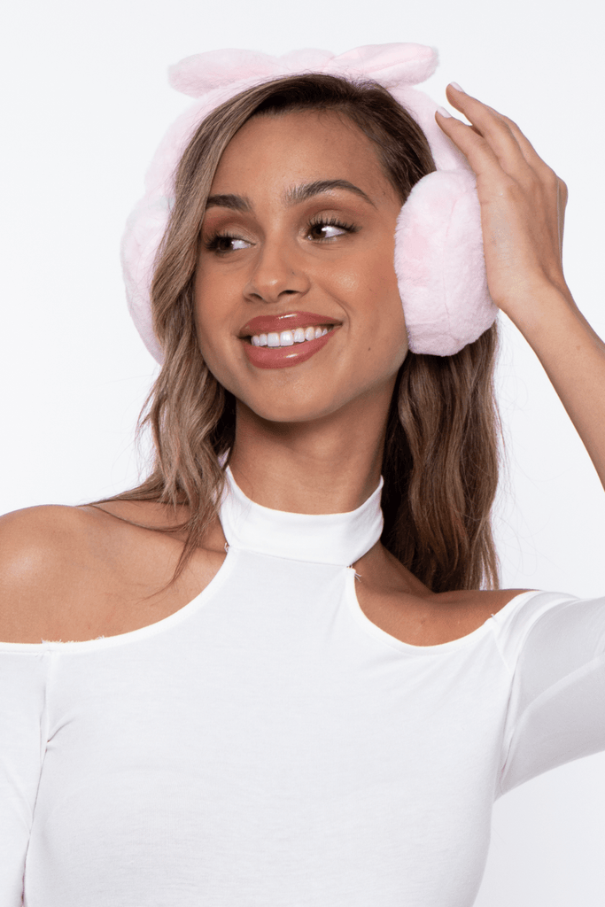Illuma Fashion Accessories ONE SIZE / Pink Bow Faux Fur Ear Muffs- Pink