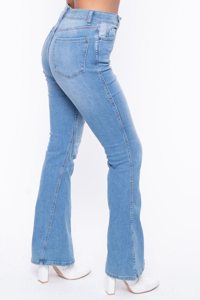 Dakota High Rise Flare Jeans - Medium Wash - BUMP BIDDY