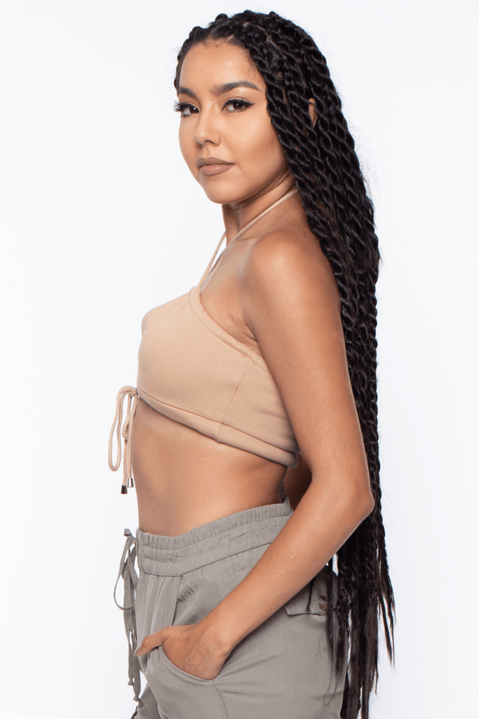 Hey Babe TOPS Giselle Knit Halter Top- Tan