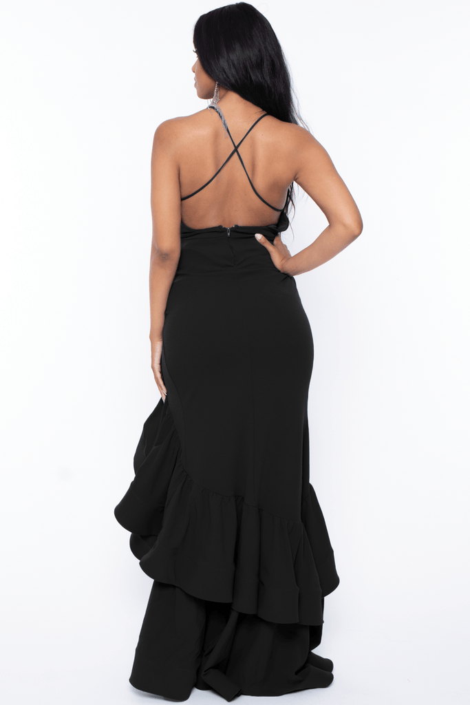 Symphony Dresses Maternity Alessandra Cascade Ruffle Gown - Black