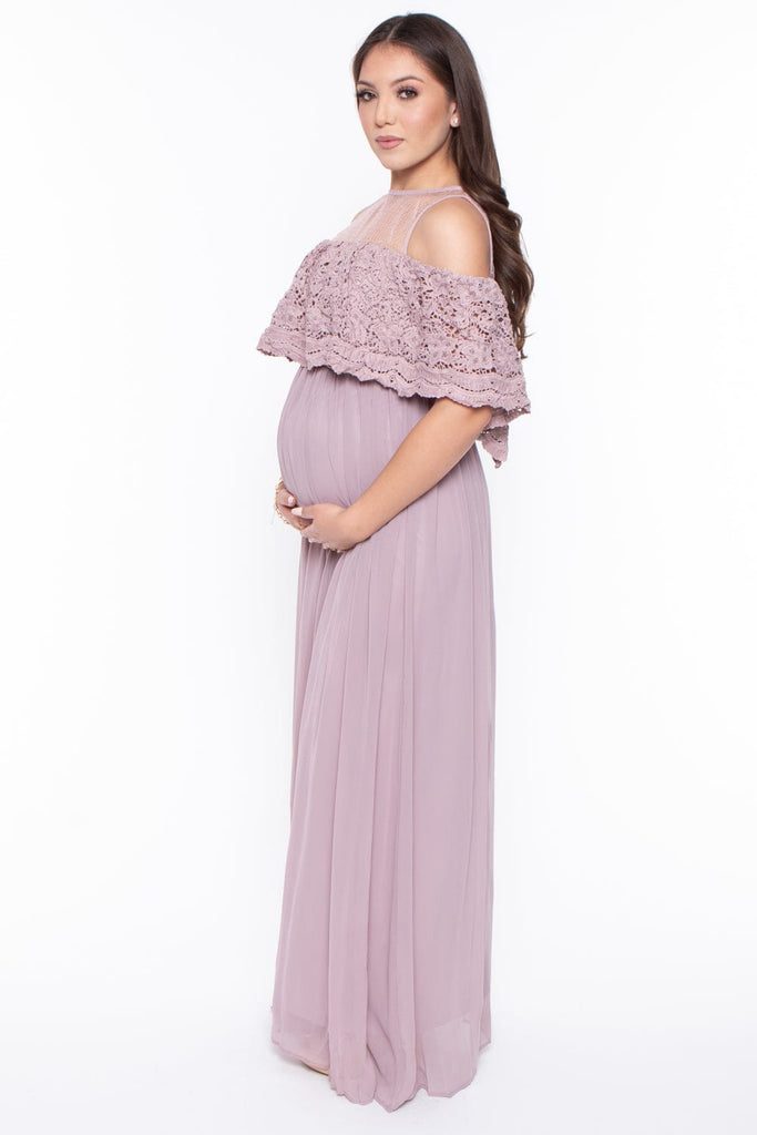 Maniju Dresses Maternity Angelina Cold Shoulder Gown - Lavender