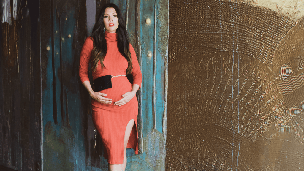 Bump Biddy Dresses Maternity Bethany Turtleneck Dress - Rust