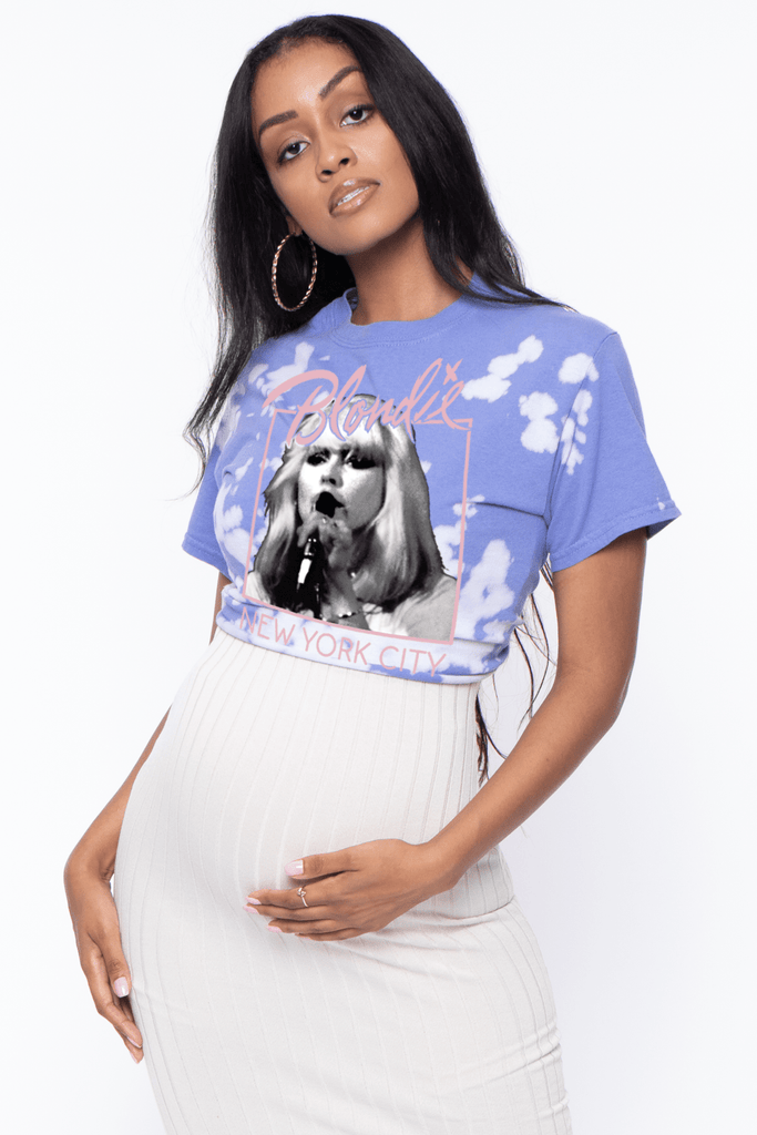 Bump Biddy Tops Small / Bleached Out Purple Maternity Blondie Cropped  Graphic Tee- Bleached Out Purple