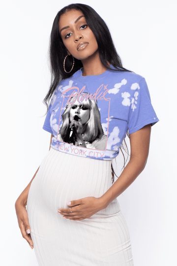 Bump Biddy Tops Small / Bleached Out Purple Maternity Blondie Cropped  Graphic Tee- Bleached Out Purple