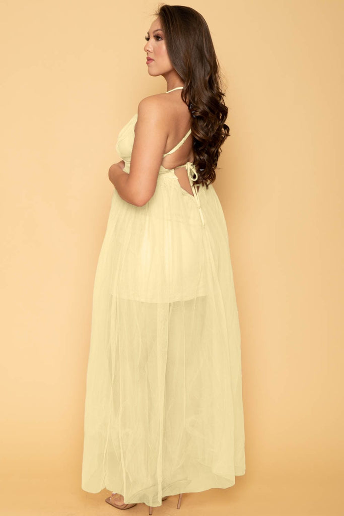 Brece Dresses Maternity Brisa Mesh Gown - Yellow