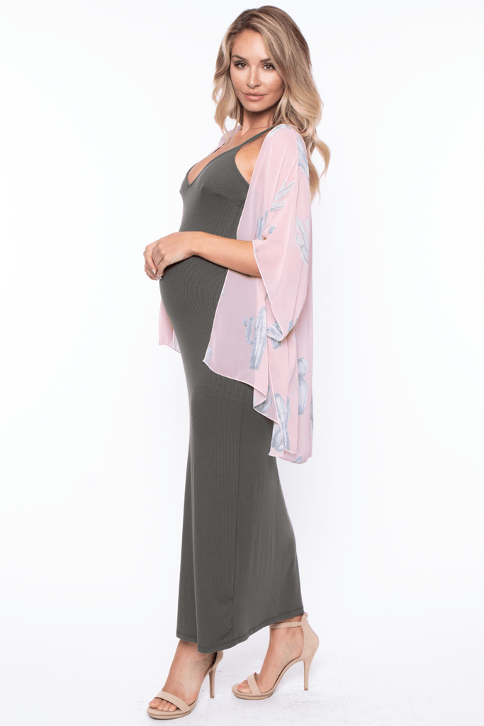 IJOAH Tops Maternity Cactus Short sleeve Kimono- Pink