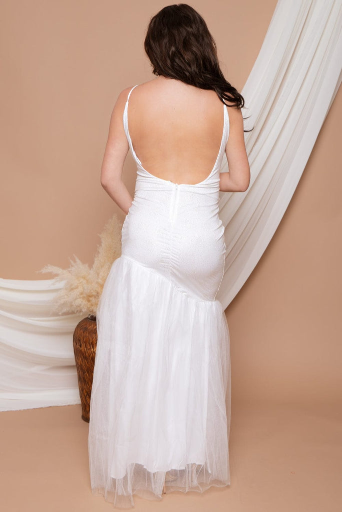 Symphony Dresses Maternity Cari Tulle Hem Dress - White