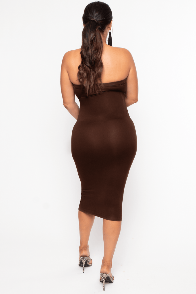 Capella Dresses Maternity Deanna Tube Bodycon Dress- Coffee