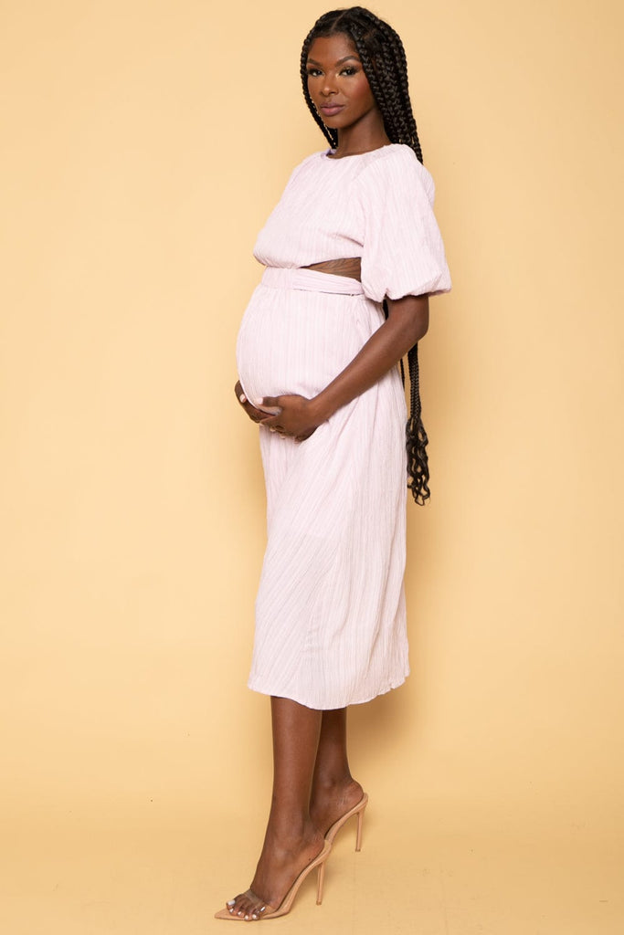 HYFVE Dresses Maternity Dulce  Smocking Midi Dress - Mauve