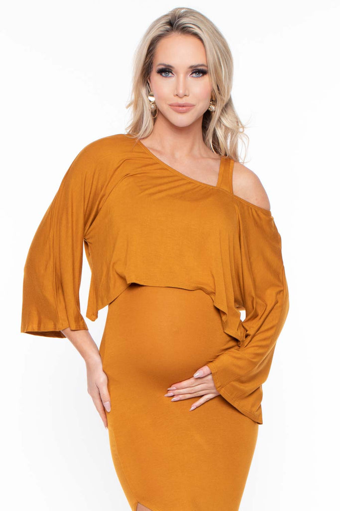 Miss California Sets Maternity Eline Knit Dress Set - Mustard