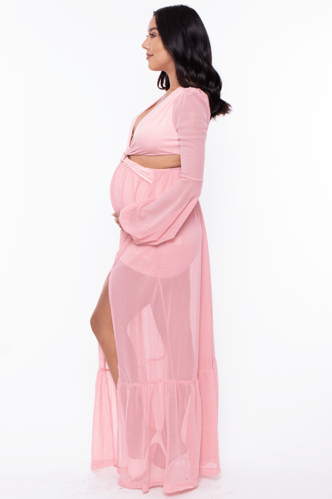 Banjul Dresses Maternity Gracien mesh Long sleeve Dress - Pink