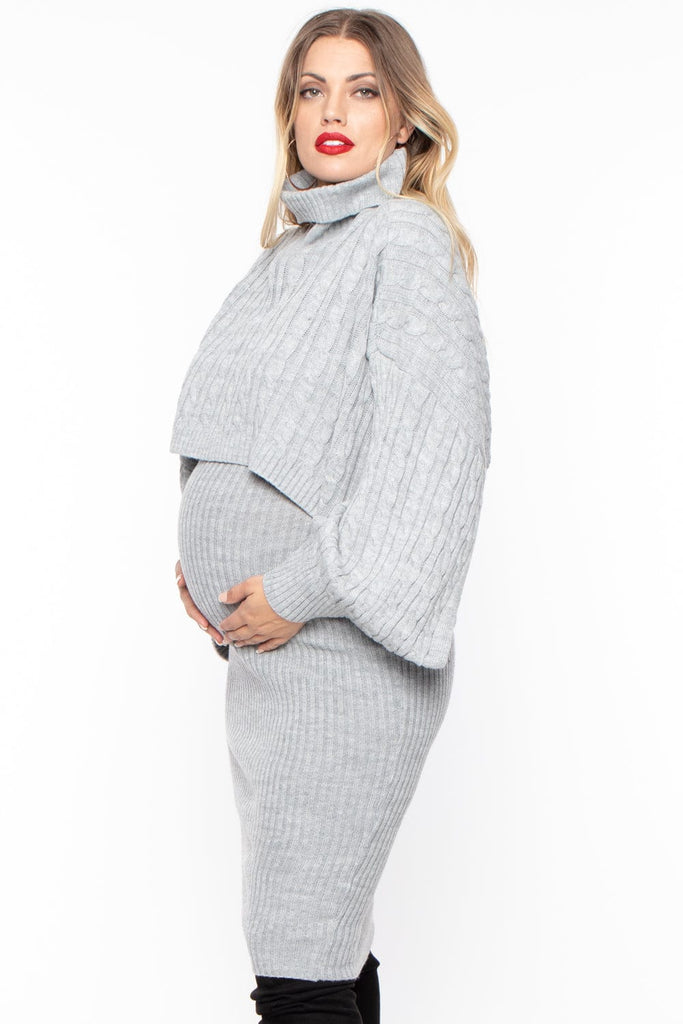 Maternity Jaila Sweater Matching Set - Heather Grey - BUMP BIDDY