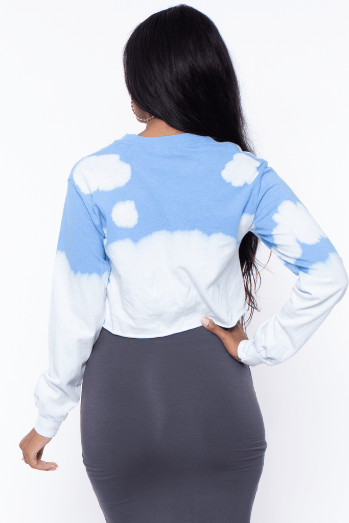 Bump Biddy Tops Maternity Jimi Hendrix Cropped Long sleeve Graphic Tee- Bleached Out Blue