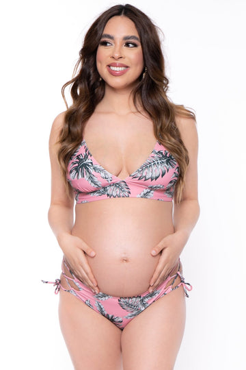 Mirage Fashion Of NY LLC Maternity Kenya Two Piece Lace Up Bikini - Pink