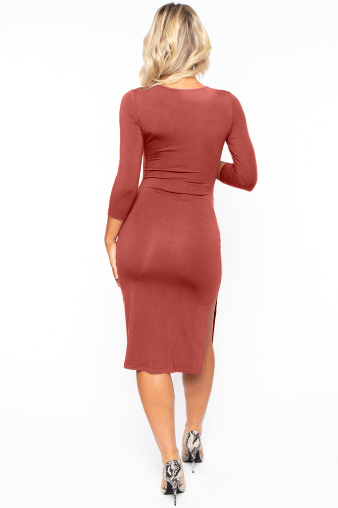 Bump Biddy Dresses Maternity Kenzie Knit Bodycon Dress - Brick