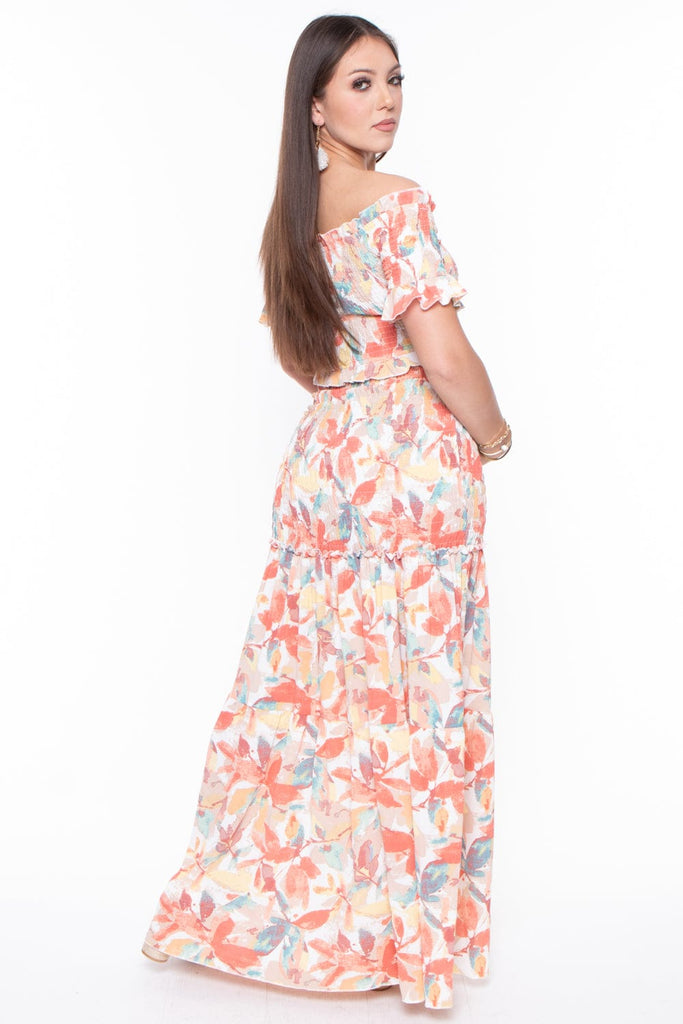 Luxxel Dresses Maternity Leilani Smocked Maxi Dress - Orange