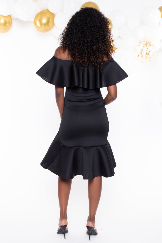 Va va Voom Dresses Maternity Mariposa Ruffle Perfect Little Dress -Black