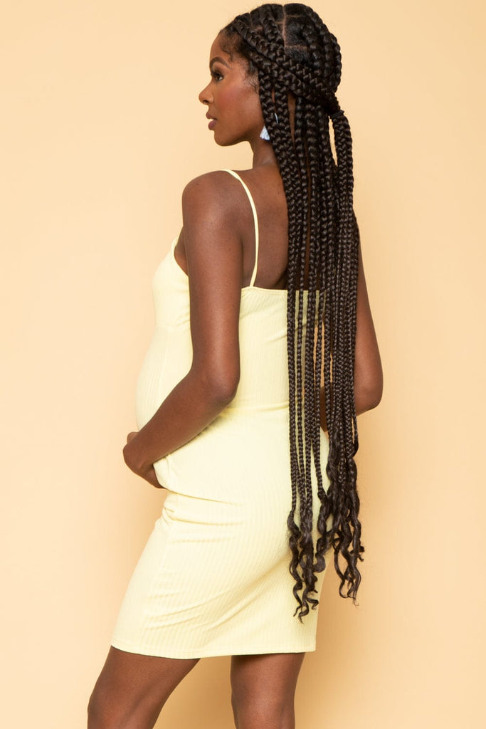 Hearts & Hips Dresses Maternity Marlene Ruching Bust Mini Dress - Soft Yellow