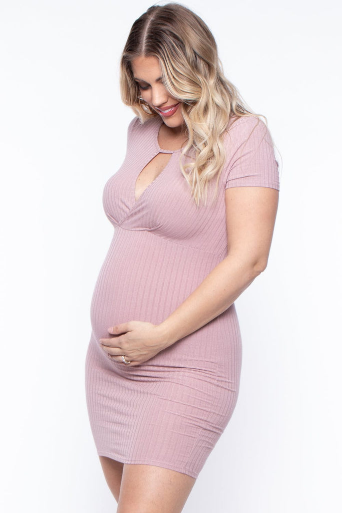 Maternity Milla  Front Strap Dress -Mauve - BUMP BIDDY