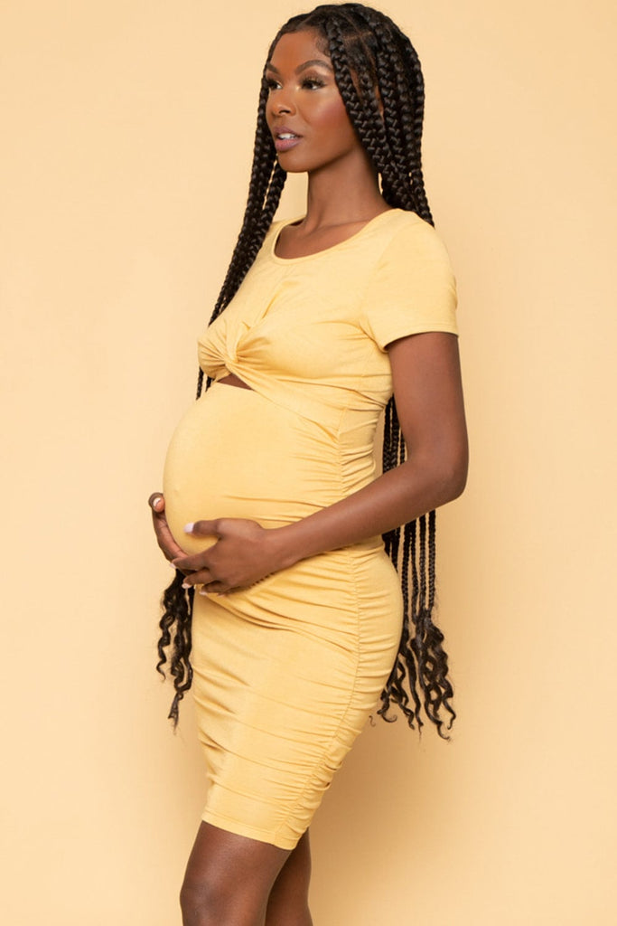 Bump Biddy Dresses Maternity Peyton Peek A Boo Dress - Mustard