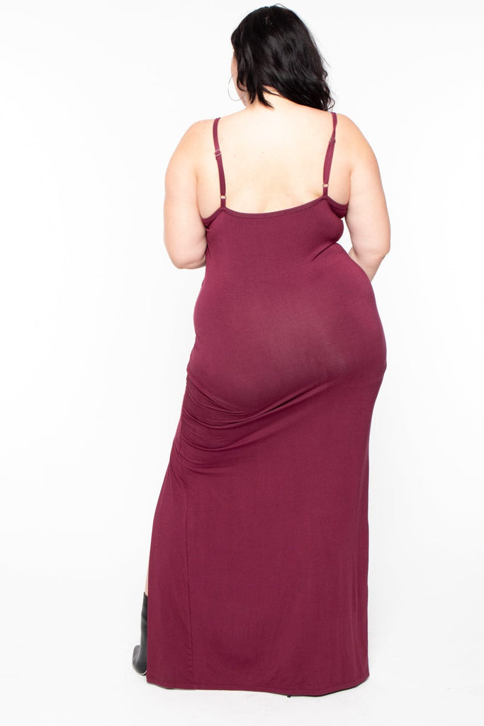 Maternity Plus Ayana Cami Maxi Dress - Burgundy - BUMP BIDDY