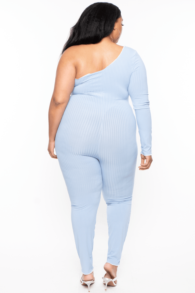 Gibiu Jumpsuits & Rompers Maternity Plus Jannie One Sleeve Exposed Seams Jumpsuit- Blue