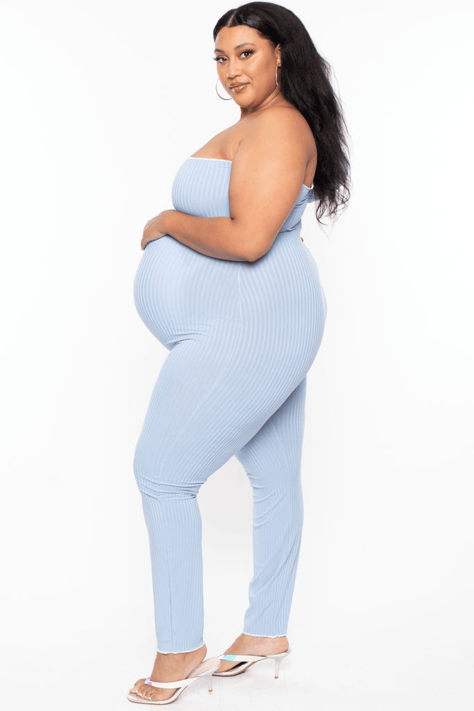 Gibiu Jumpsuits & Rompers Maternity Plus Jannie One Sleeve Exposed Seams Jumpsuit- Blue