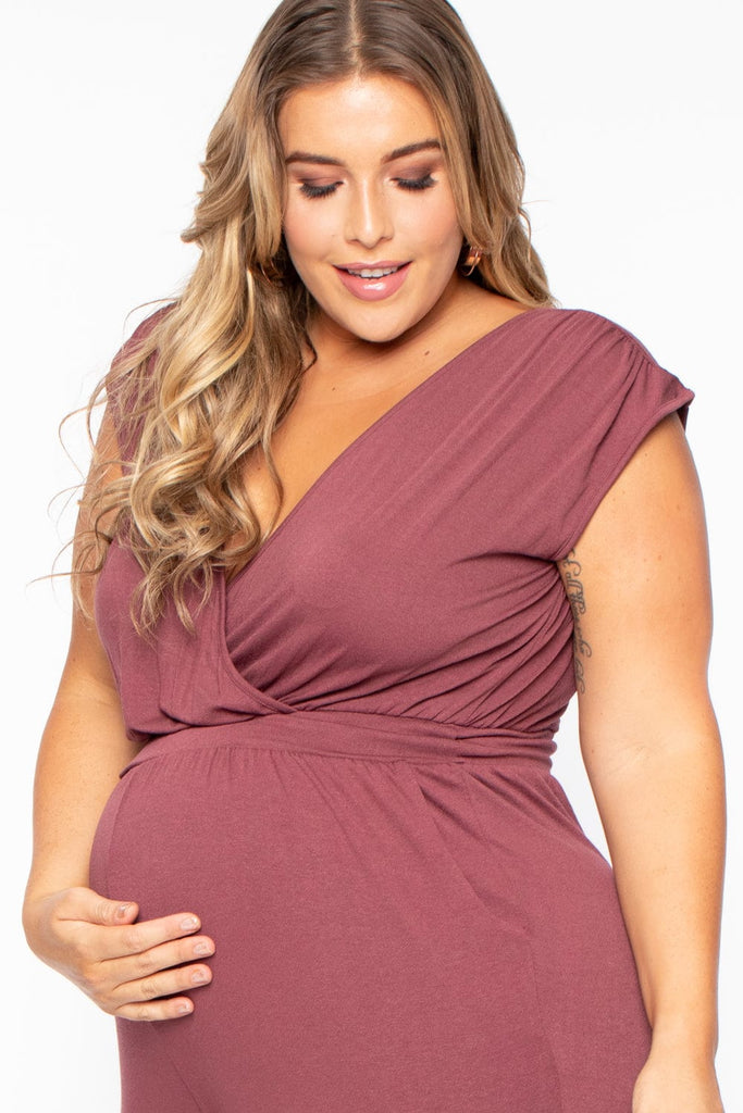 Maternity Plus Rosewood Jumpsuit - Mauve - BUMP BIDDY