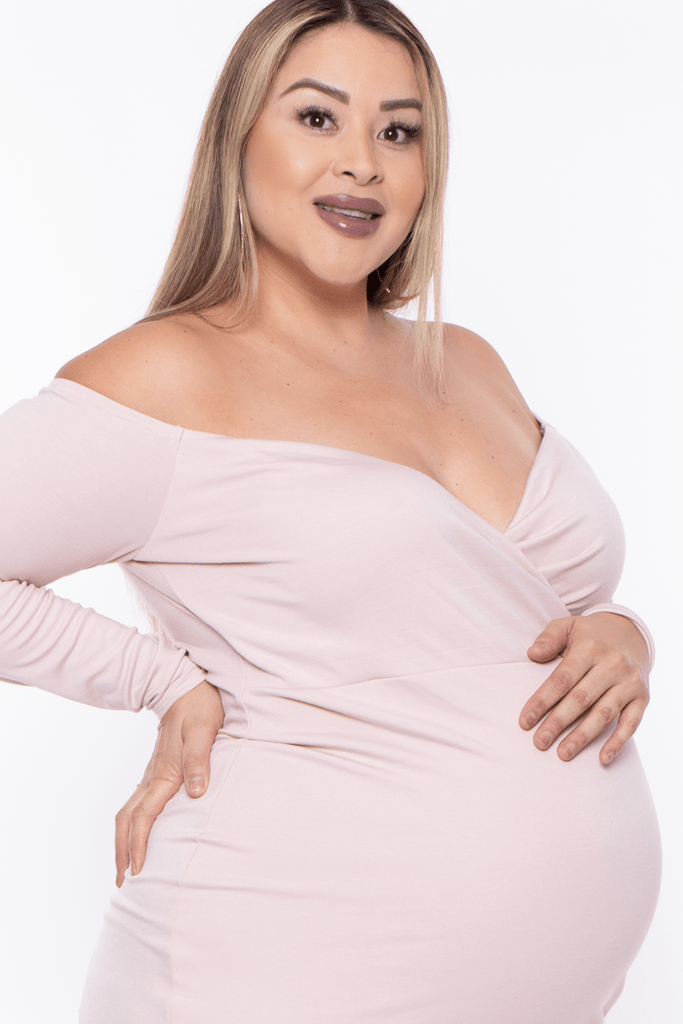 Bump Biddy Dresses Maternity Plus Sweetheart Ballet Dress - Blush