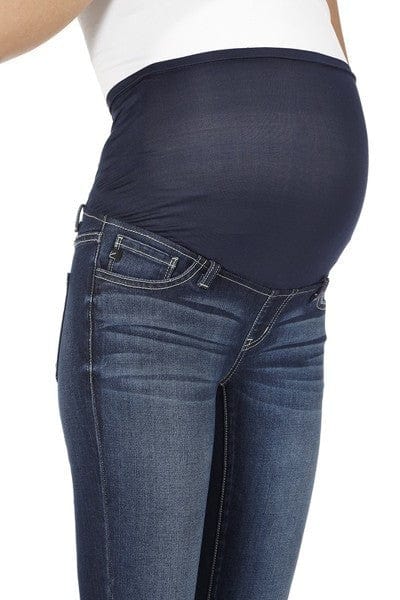 Maternity Laxcie  Overbelly Distressed Jean - Dark Wash - BUMP BIDDY