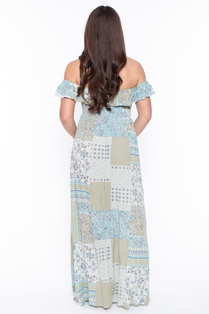 Promesa Dresses Maternity Stephanie Off The Shoulder Maxi Dress - Blue