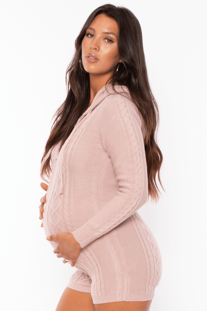 Day and Night Jumpsuits & Rompers Maternity Tara Hooded Sweater Romper - Blush