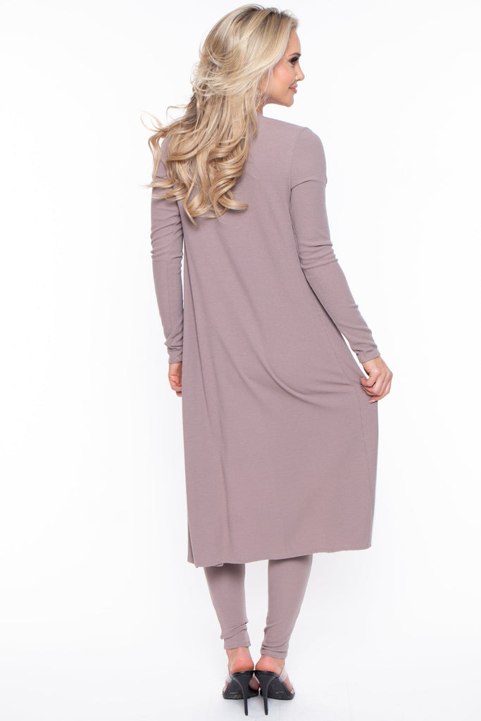 Miss California Jumpsuits & Rompers Maternity Tarrah Jumpsuit And Cardigan Set - Taupe