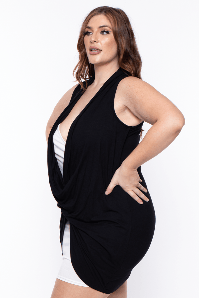 Bump Biddy Nursing Plus Jill cross twist color block dress - Black