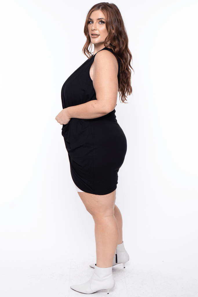 Bump Biddy Nursing Plus Jill cross twist color block dress - Black